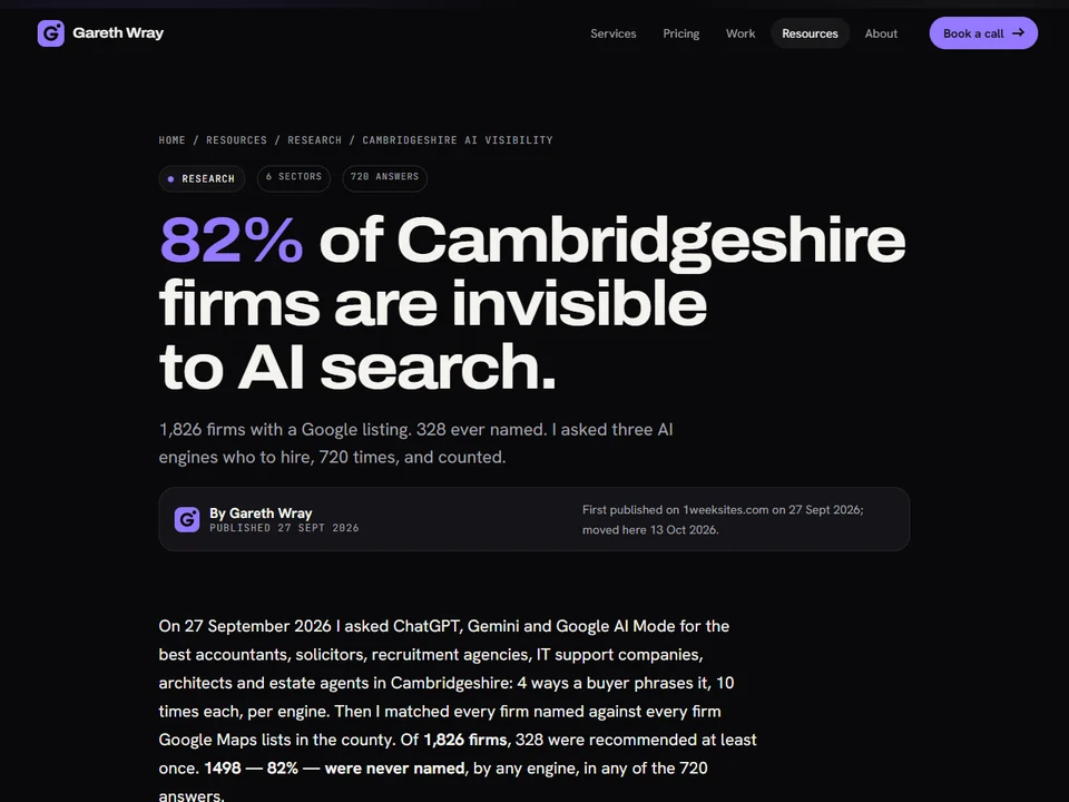 The Cambridgeshire AI visibility study: 82% of firms invisible to AI search