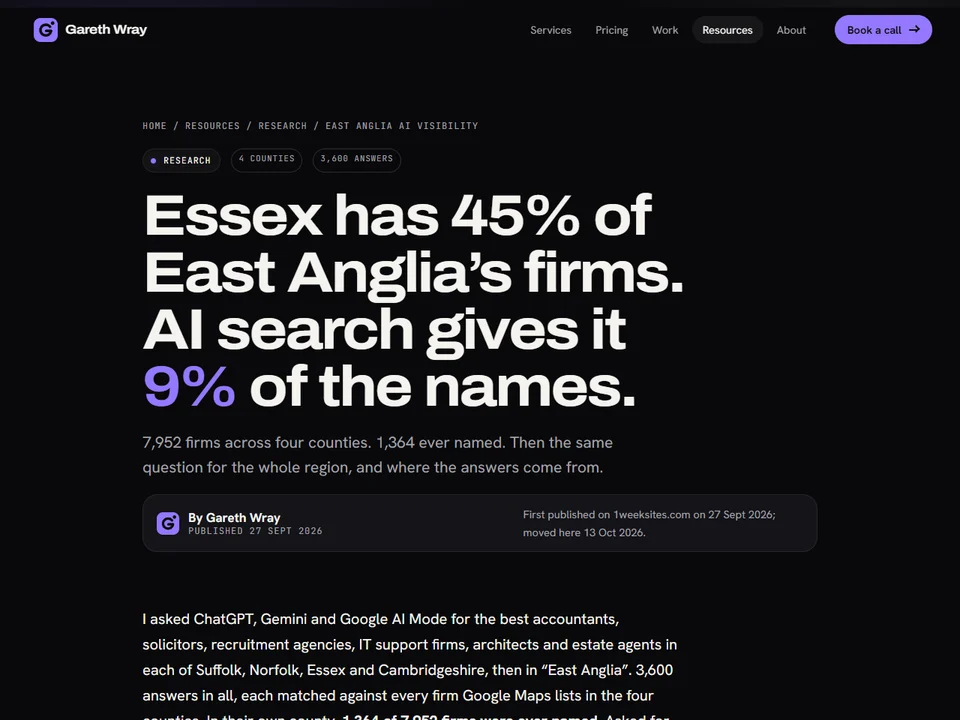 The East Anglia study: 4 counties compared on AI search